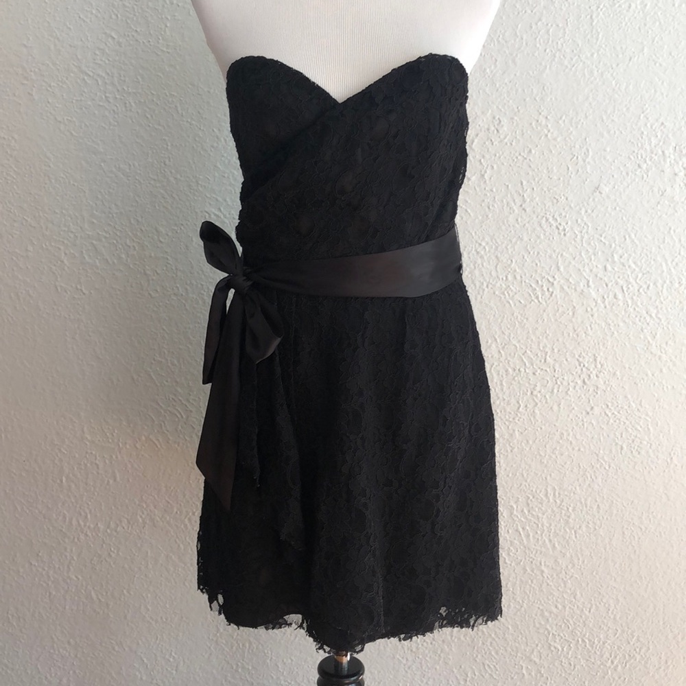 Black lace mini dress